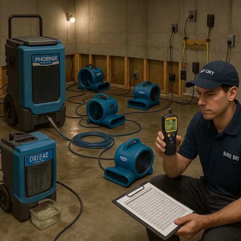 Structural Drying and Dehumidification process in Dunn County, WI